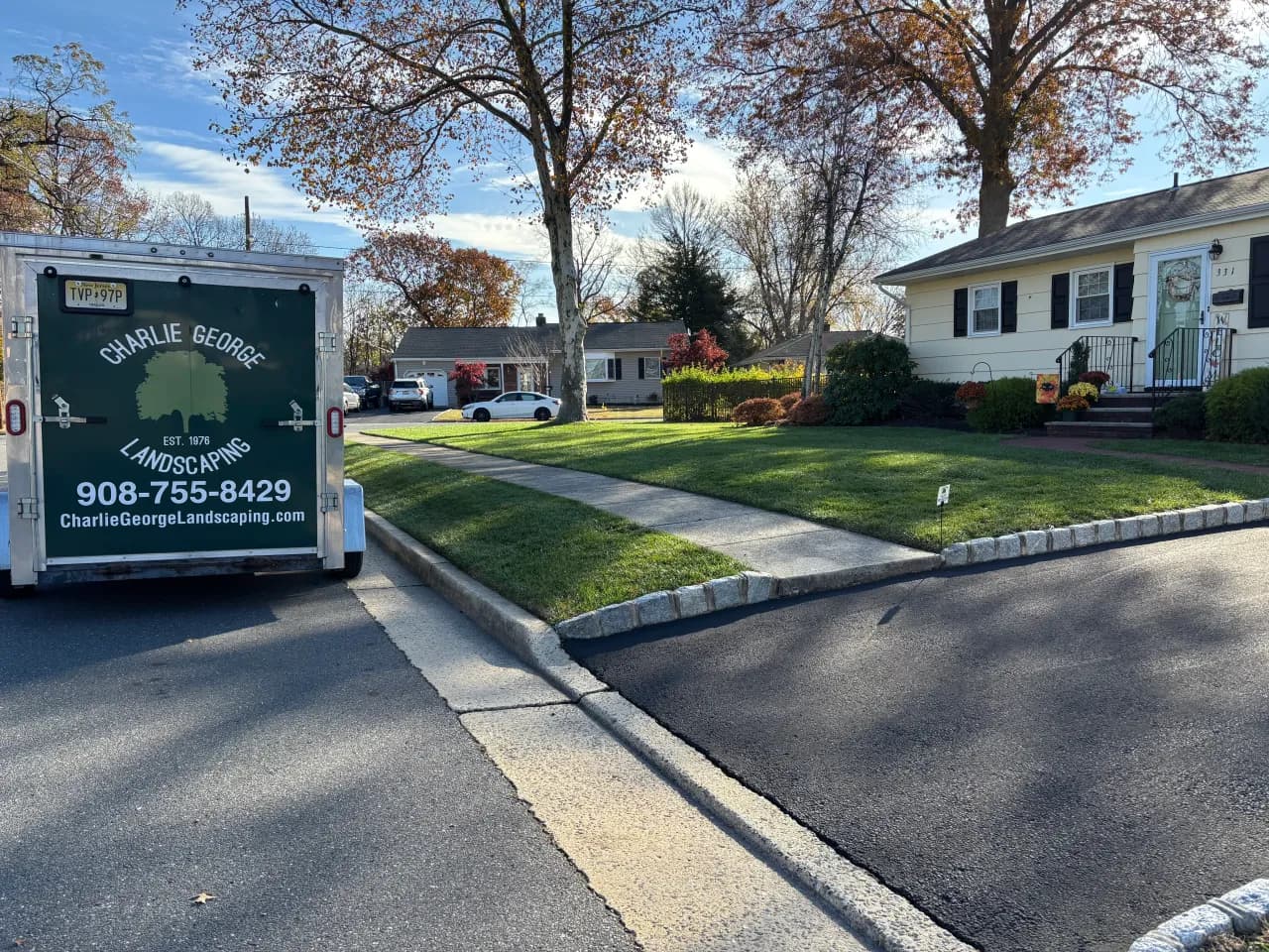 Charlie George Landscaping truck on site