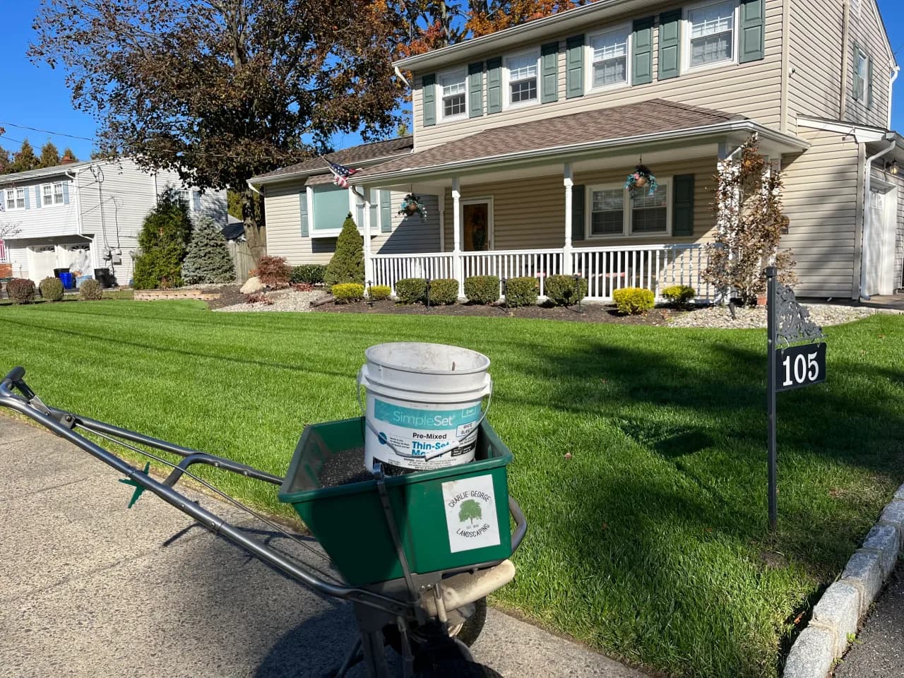 Front lawn fertilizer application